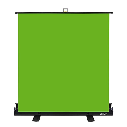 Upgrate EMART Green Screen, Collapsible Chroma Key Panel for Background Removal, Portable Retractable Wrinkle Resistant Chromakey Green Backdrop with Auto-Locking Frame, Aluminum Hard Case Quick Setup