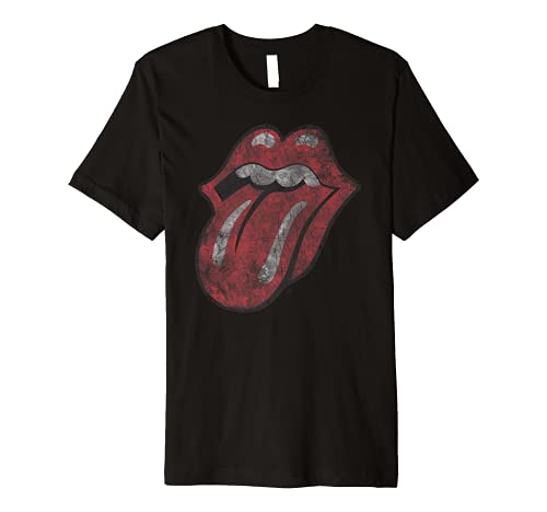 Mens The Rolling Stones Distressed Tongue Premium T-Shirt