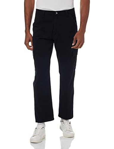 Wrangler Authentics Men's Relaxed Fit Cargo Pant (Logan), Black Twill, 29W x 30L