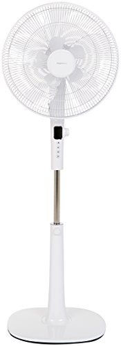 Amazon Basics Oscillating Dual Blade Standing Pedestal Fan with Remote - Quiet DC Motor, 16-Inch