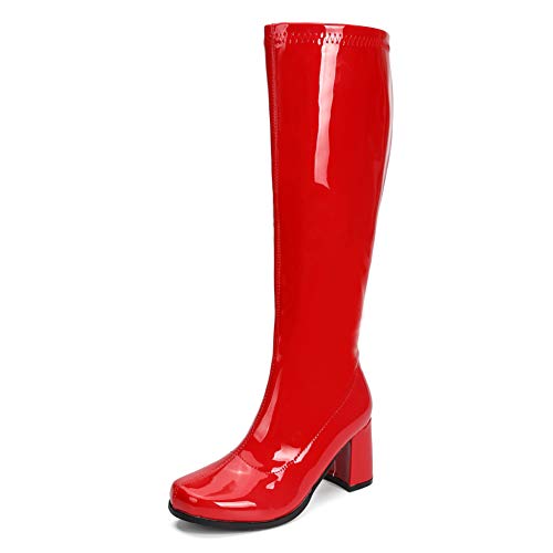 LIURUIJIA Women's Go Go Boots Over The Knee Block Heel Zipper Boot