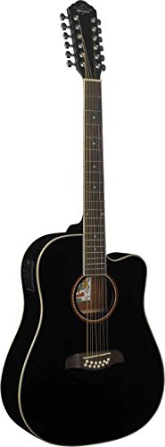 Oscar Schmidt OD312CEB-A-U 12-String Acoustic Electric Guitar. Black