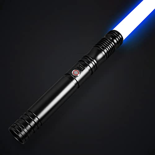 FX Dueling Light Saber - Smooth Swing Light Sabers RGB 16 Colors Changeable FX Saber with 4 Sound Fonts, Metal Hilt for Boys Teens Adults Heavy Dueling, FOC, Blaster (Black)