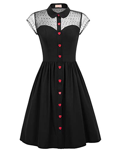 Belle Poque Women's 1950s Polka Dots Vintage Swing Dresses with Pockets