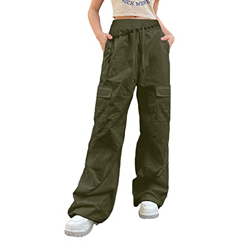 Amiblvowa Y2k Pants Baggy Cargo Joggers Pants for Women Parachute Pants Drwastring Low Waist Harajuku Hippie Trousers