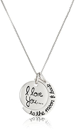 Sterling Silver 'I Love You To The Moon and Back' Pendant Necklace, 18'