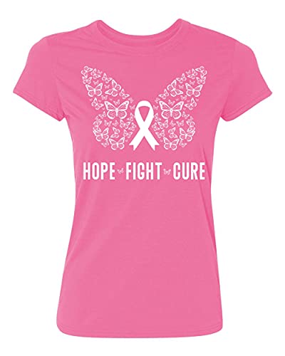 Kropsis Butterfly Ribbon Pink Hope Fight Cure I Breast Cancer Awareness Support Women's T-Shirt