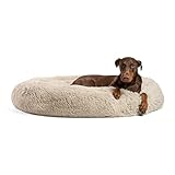 Best Friends by Sheri The Original Calming Donut Cat and Dog Bed in Shag Fur Taupe, Extra Large 45x45