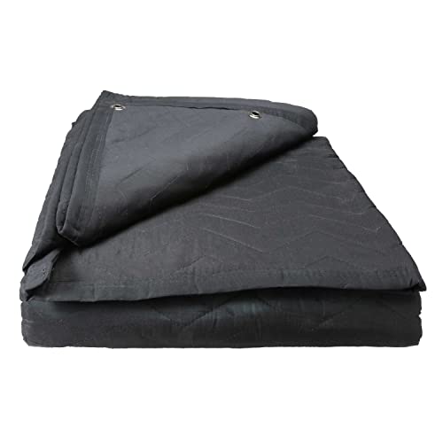 US Cargo Control Large Sound Blanket - 96 Inches Long by 80 Inches Wide - Black Sound Dampening Blanket - Durable Woven Cotton/Polyester Blend Material - Machine Washable - 12 Pounds Per Blanket