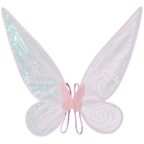Caretoto White Fairy Wings Dress Up Sparkling Sheer Wings Butterfly Fairy Halloween Costume Angel Wings for Kids Girls Women