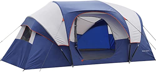 HIKERGARDEN 10 Person Camping Tent - Portable Easy Set Up Family Tent for Camp, Windproof Fabric Cabin Tent Outdoor for Hiking, Backpacking, Traveling (Blue)