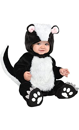 Baby Skunk Hooded Jumpsuit - 6-12 Months -Black And White - 1 Pc