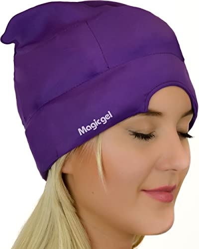 Magic Gel Migraine Ice Head Wrap | Real Migraine & Headache Relief | The Original Headache Cap | Cold, Comfortable, Dark & Cool; Endorsed by Physicians, Loved by Thousands - (Purple)