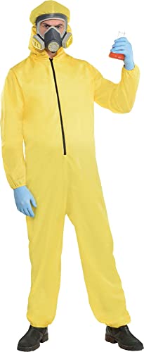 Party City Hazmat Suit Halloween Costume for Men, Standard Size, Includes Jumper and Mask, Multicolor, 8406146