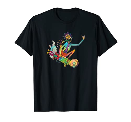Rick and Morty Psychedelic Rick with Skateboard Morty T-Shirt