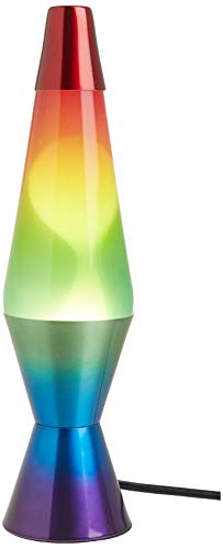 Lamp Lava 2179 14.5-Inch, with White Wax, Clear Liquid, Tri-Colored Globe, Hand Painted Base Rainbow