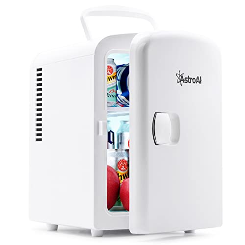 AstroAI Mini Fridge, 4 Liter/6 Can AC/DC Portable Thermoelectric Cooler and Warmer Refrigerators for Christmas Gift, Skincare, Beverage, Home, Office and Car, ETL Listed (White