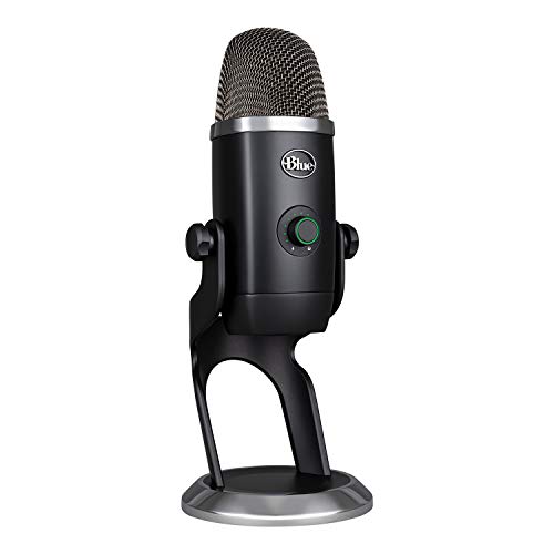 Logitech for Creators Blue Yeti X Professional USB Condenser Microphone for PC, Mac,Gaming,Recording, Streaming, Podcasting on PC, Desktop Mic High-Res Metering, LED Lighting,Blue VO!CE Effects-Black