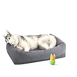 BarkBox Memory Foam Dog Bed with High Density Foam Base for Orthopedic Joint Relief - Crate Lounger, Dog Couch or Sofa Pet Bed - Machine Washable Cover and Water-Resistant Lining - Toy Included