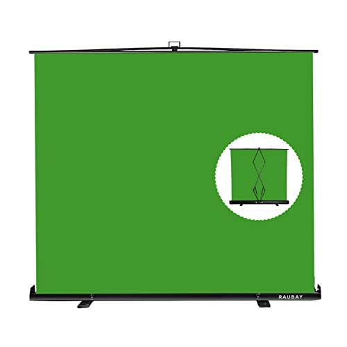 【Wider Style】 RAUBAY 78.7in x 74.8in Large Collapsible Green Screen Backdrop Portable Retractable Chroma Key Panel Photo Background with Stand for Video Conference, Photographic Studio, Streaming