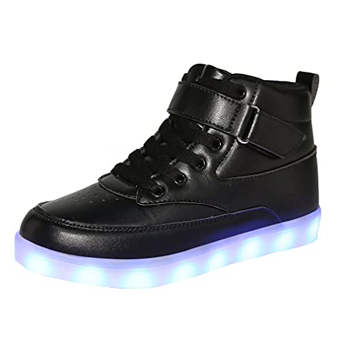 Voovix Unisex LED Shoes Light Up Shoes High Top for Women Men Black36