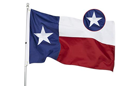 State of Texas 3x5 Feet Flag - Embroidered Sewn Heavy Duty 210D Oxford Nylon Flag Vivid Color - Brass Grommets and 4 Stitch Hemming USA Flag