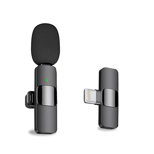 Professional Wireless Lavalier Lapel Microphone for iPhone, iPad - Cordless Omnidirectional Condenser Recording Mic for Interview Video Podcast Vlog YouTube