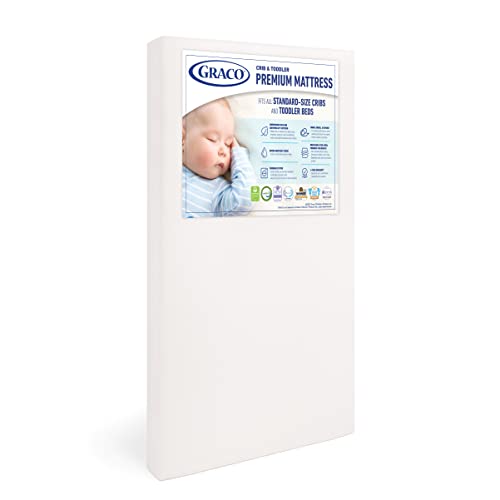 Graco Premium Foam Crib & Toddler Mattress – GREENGUARD Gold and CertiPUR-US Certified, 100% Machine Washable, Breathable, and Water-Resistant Cover, Meets All Applicable Category Safety Standards