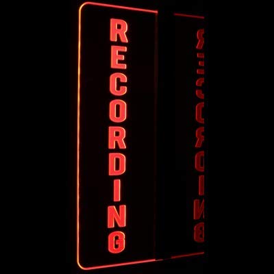 ValleyDesignsND Recording Home Studio Left or Right Flag or Flat to Wall Mount 11-21' 15-30 LEDs 9' Cord Acrylic Lighted Edge Lit Sign mirr Made in The USA 9916