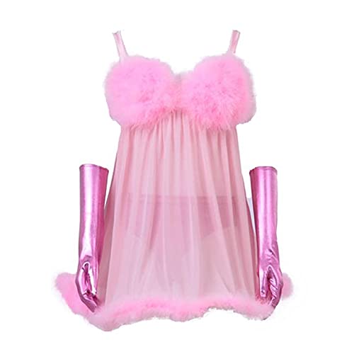 BYHai Austin Cosplay Fembot Costume Dress Outfit Pink Negligees Sexy for Women Adult XS