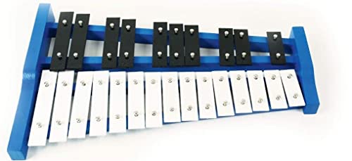 Professional Blue Wooden Soprano Glockenspiel Xylophone with 25 Metal Keys for Adults and Kids - Includes 2 Plastic Beaters