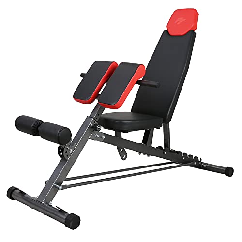 Finer Form Multi-Functional FID Weight Bench for Full All-in-One Body Workout – Hyper Back Extension, Roman Chair, Adjustable Sit up Bench, Incline, Flat & Decline Bench. Perfect with adjustable dumbbell set, barbell weight set or bench press