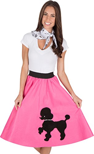 Adult Poodle Skirt with Musical Note Printed Scarf Hot Pink