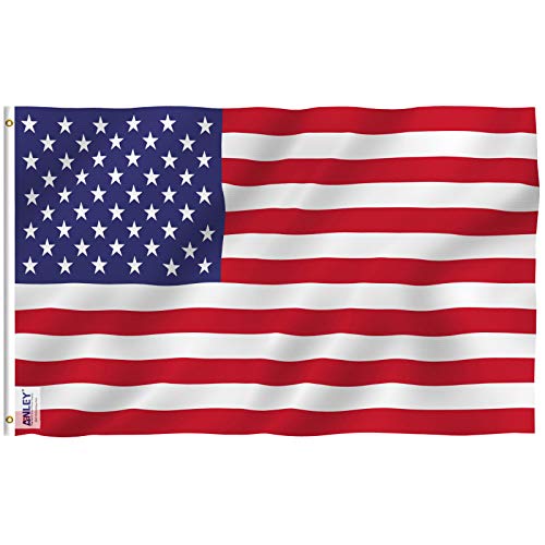 Anley Fly Breeze 3x5 Foot American US Flag - Vivid Color and UV Fade Resistant - Canvas Header and Double Stitched - USA Flags Polyester with Brass Grommets 3 X 5 Ft