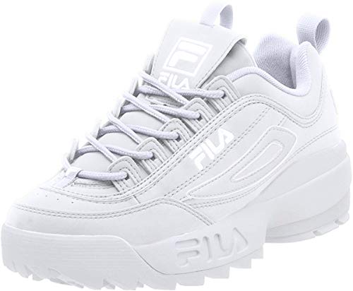 Fila Women's Disruptor II Premium Sneaker, White/White/White, 8.5 Medium US