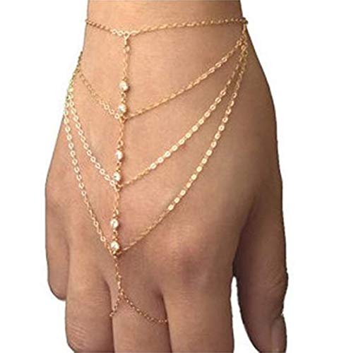 Furivy Pop Celebrity Chain Tassel Crystal Bracelet Slave Finger Ring Hand Harness