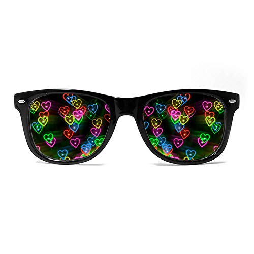 GloFX Heart Effect Diffraction Glasses - See Hearts! - Special Effect Rave EDM Festival Light Changing Eyewear…