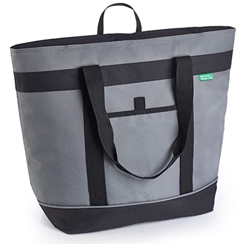 Jumbo Insulated Cooler Bag (Gray) with HD Thermal Foam Insulation. 30-Can Premium Quality Soft Cooler Makes a Perfect Insulated Grocery Bag, Food Delivery Bag, Travel Cooler bag, or Beach Cooler