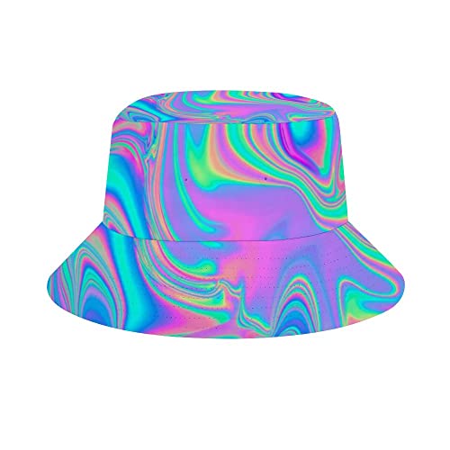 Bucket Hat for Women Psychedelic Trippy Summer Beach Sun Hat Travel Fisherman Cap Black