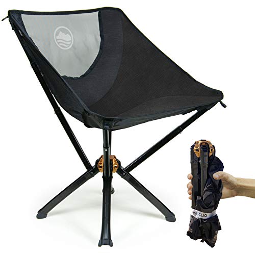 CLIQ Portable Chair Camping Chairs - A Small Collapsible Portable Chair That Goes Every Where Outdoors. Compact Folding Chair for Adults That Sets Up in 5 Seconds | Camping Chair Supports 300 Lbs