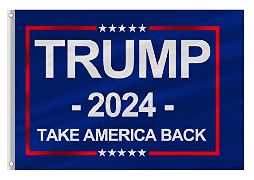 Oligei Trump 2024 Flag, 3 x 5 Feet Trump Flag Take American Back, Polyester Fiber Trump Desantis 2024 Flag, American Flag Bright Anti-Ultraviolet Fading with Brass Buttonhole