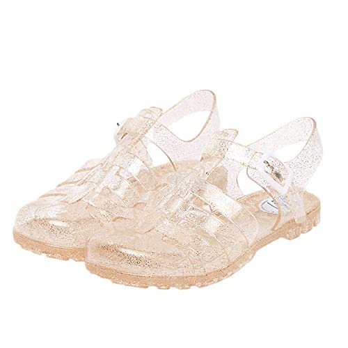 Women's Jelly Sandals T-Strap Slingback Flats Clear Summer Beach Rain Shoes