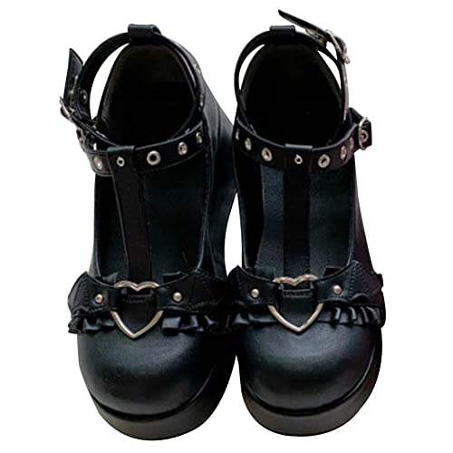 Mary Jane Shoes for Women Goth Platform Mary Janes Round Toe Chunky Heel Shoes Dress Pumps Shoes Oxfords