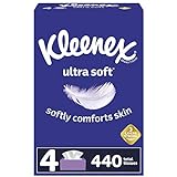 Kleenex Ultra Soft Facial Tissues, 4 Flat Boxes, 110 Tissues per Box (440 Total Tissues)
