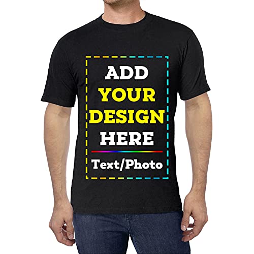 Add Your Own Design/Text/Photo Custom Personalized Men & Women Soft Stretch Classic Fit Crewneck Cotton T-Shirt Tee
