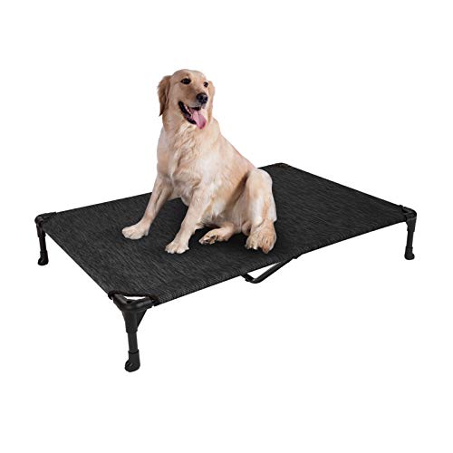 Veehoo Cooling Elevated Dog Bed, Portable Raised Pet Cot with Washable & Breathable Mesh, No-Slip Rubber Feet for Indoor & Outdoor Use, X Large, Black
