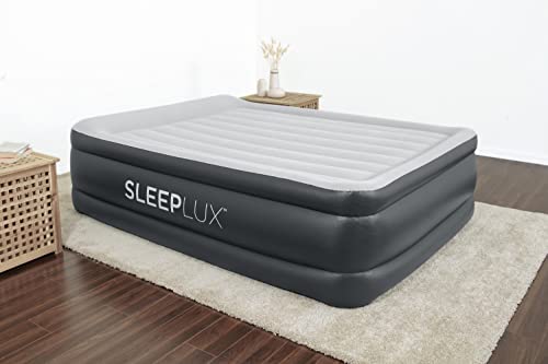 SLEEPLUX Durable Inflatable Air Mattress with Built-in Pump, Pillow and USB Charger, 22' Tall Queen