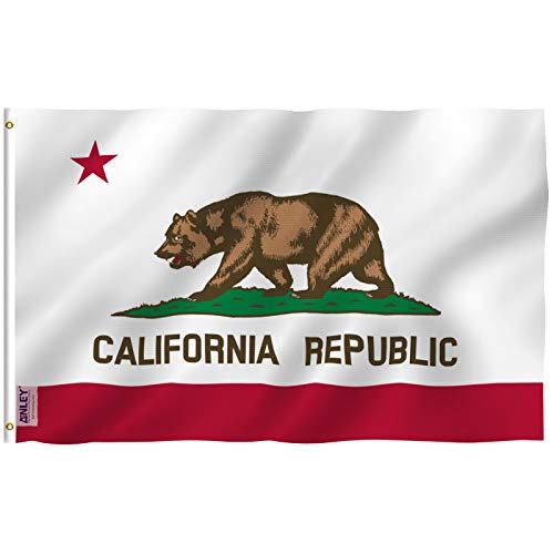 Anley Fly Breeze 3x5 Foot California State Flag - Vivid Color and Fade proof - Canvas Header and Double Stitched - Calif. CA Flags Polyester with Brass Grommets 3 X 5 Ft