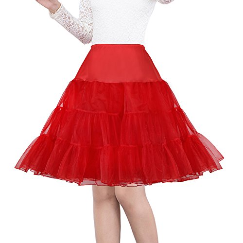Shimaly® Women's 50s Vintage Petticoat 26' Crinoline Rockabilly Tutu Skirt Slip S-3XL