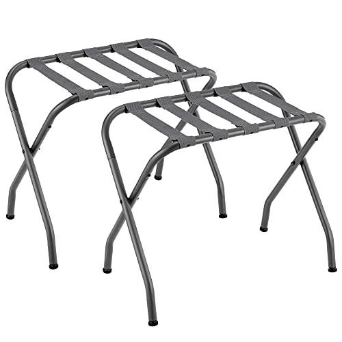 SONGMICS Luggage Rack, Pack of 2, Luggage Racks for Guest Room, Suitcase Stand, Steel Frame, Foldable, for Bedroom, Gray URLR64GS-2